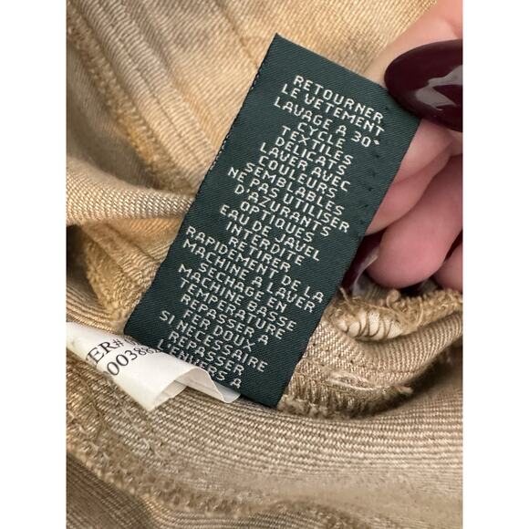 Ralph Lauren RLR Stretch Denim Jacket Camel SZ 16 Sheep Leather Trim Mandarin - Picture 16 of 16